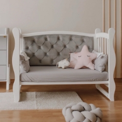Pătuț pentru bebe tapițat co-sleeping Iași 120 x 60 alb-gri